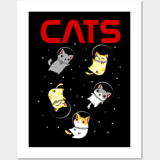 Funny Space Astronaut Cat Gifts Men Women Kids Cats Space Posters and Art